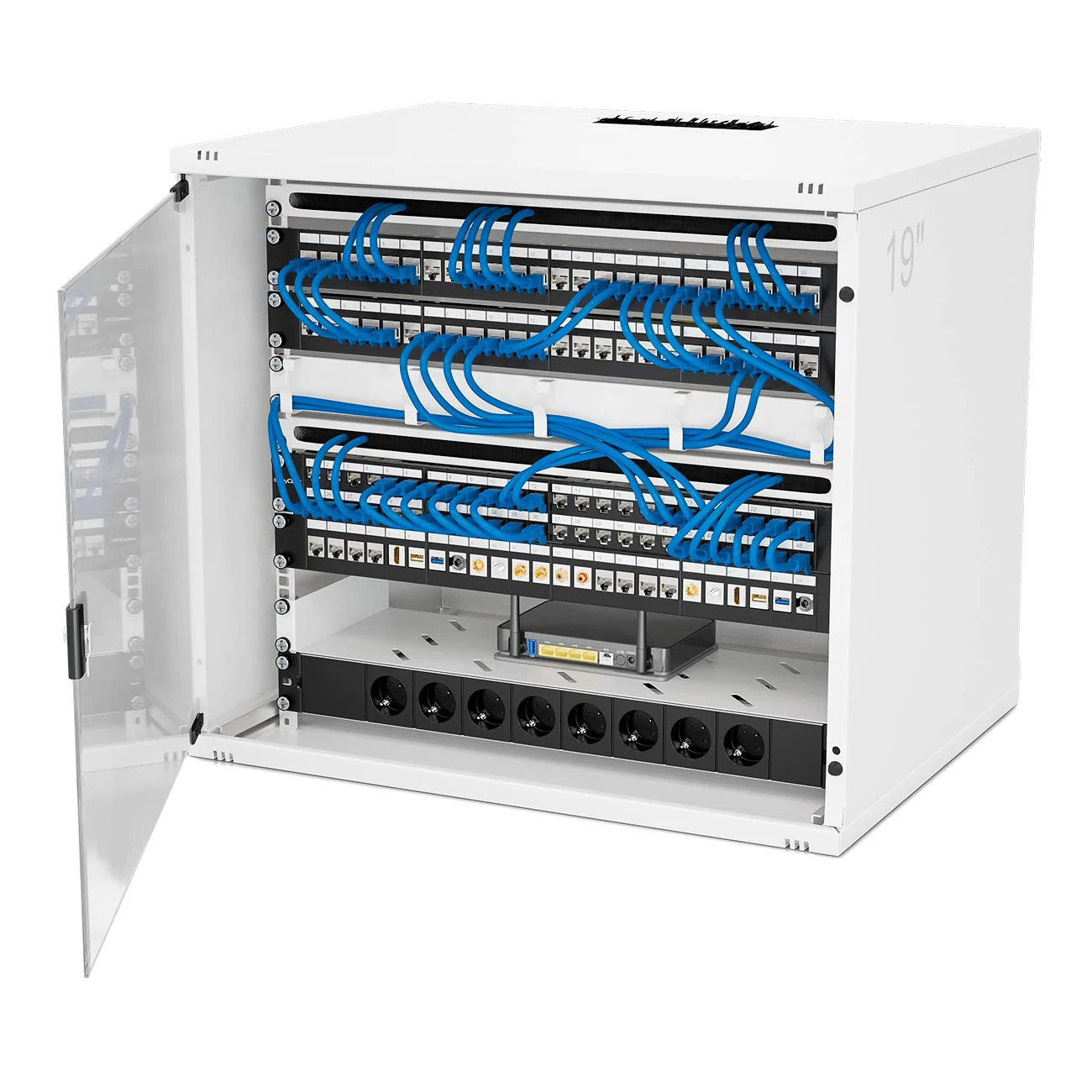 24 Port With Zinc Alloy CAT7 Shield RJ45 Keystone Jack STP Patch Panel Patch Panel Networking Rack Cabinet Lan Cable Patch Panel