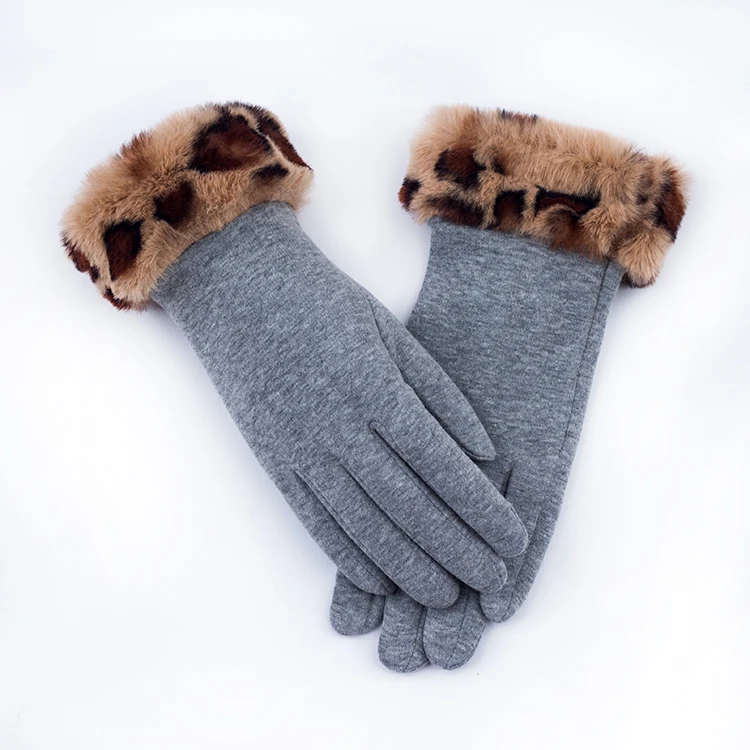 Kulanyane Winter Faux Fur Cuff Gloves for Ladies Leopard Print Touchscreen Gloves Manufactured by Kulanyane
