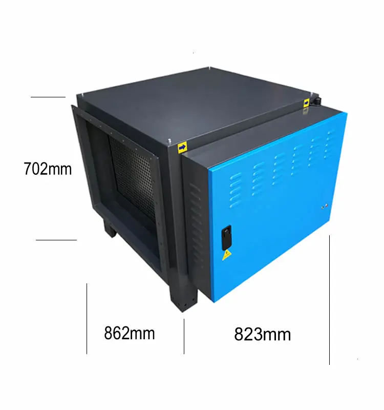 Electrostatic smoke cleaner with an exhaust fan for laser cutter machines