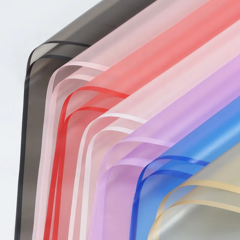 High Quality Eco Friendly Solid Color Edge Matte Wrapping Paper Popular Half Transparent Waterproof Korean Paper for Bouquet