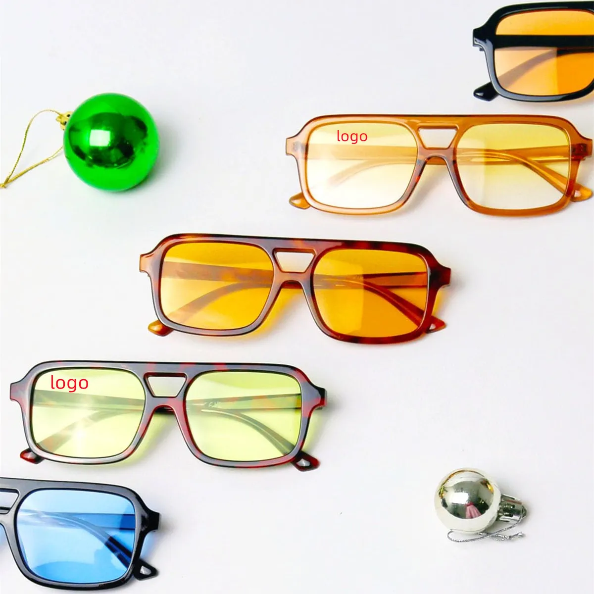 2024 new design Retro 70 s Square Aviator UV 400 PC Sunglasses traveling  Vintage Rectangle  Sunglasses  Irregular Orange Lens