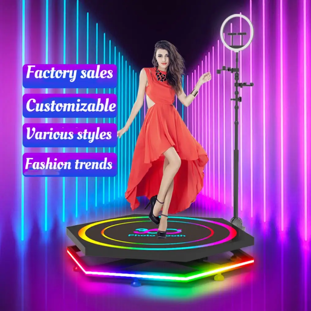 Hexagonal  hot sale 360 rotating stage Photo Booth Camera Photobooth 360 Video Booth 360 Spinner for Party Wedding
