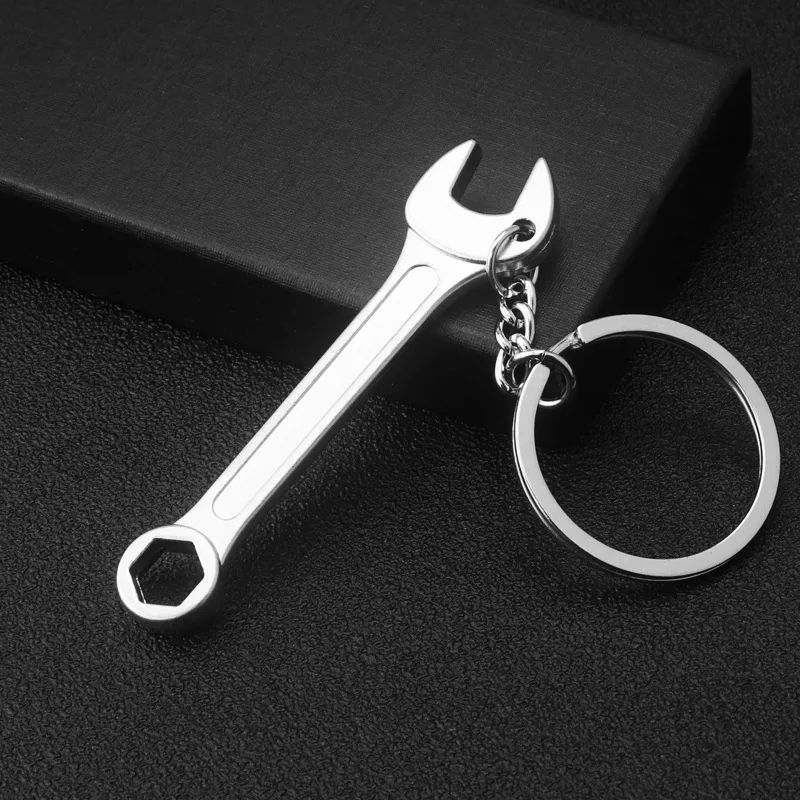 Cheap Custom 3d Logo Wrench Key Chain Silver Color Blank Metal Rule Scale