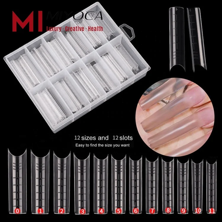 
Miyoca Fashion Reusable Half 500Pcs Square Tips Long Sticker Beauty Kiss Nails Nail Tip Natural Coffin Jelly Tips 