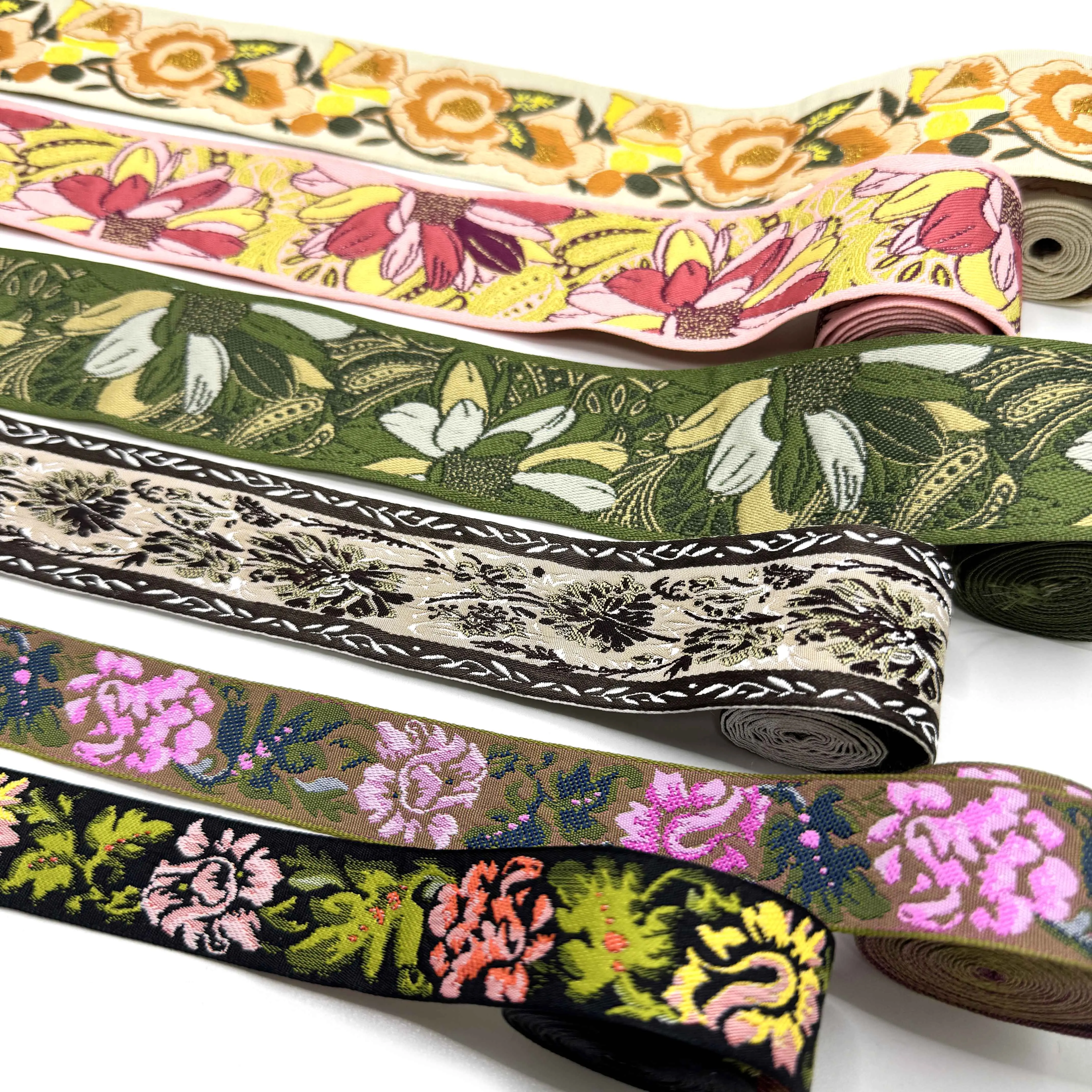 Professional Custom Exquisite Patterns 5 CM Retro Ethnic Wind Polyester Jacquard Webbing For Bag Strap