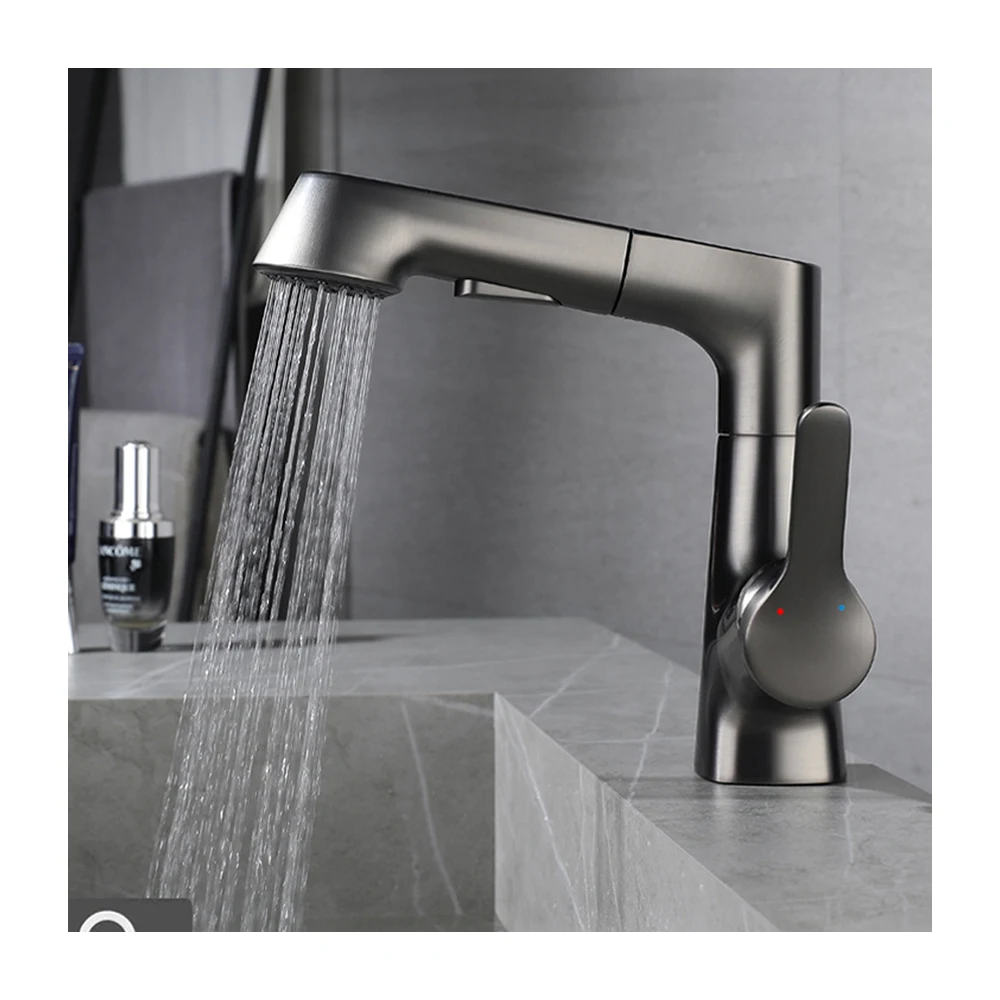 Latest Model Dark Bathroom Pull Out Faucet Spray Head Wash Basin Mixer Tap