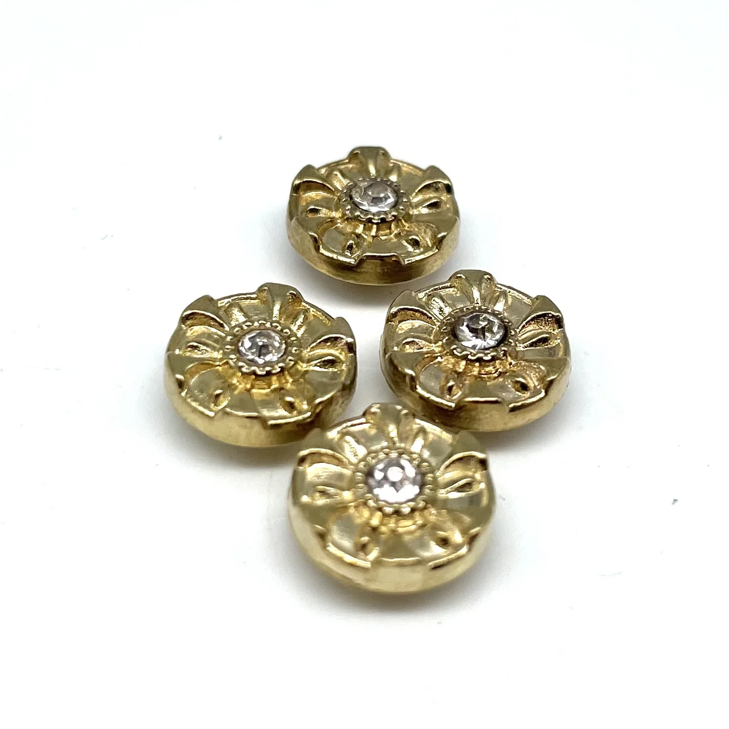 Wholesale new logo with diamond  jeans button gold plating color rivet button for clothing