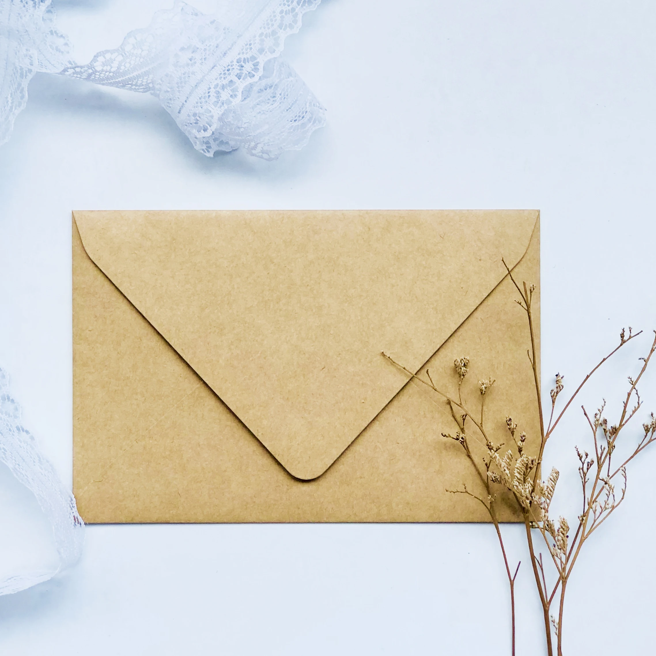 Fancy Luxury Small Wedding Invitation Thank You Gift Kraft Cardboard Custom Packaging Paper Envelope With Card Printed