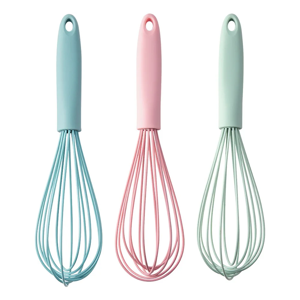 Colorful Manual Egg Beater Food Grade Silicone Mini Hand Whisk With Plastic Inside