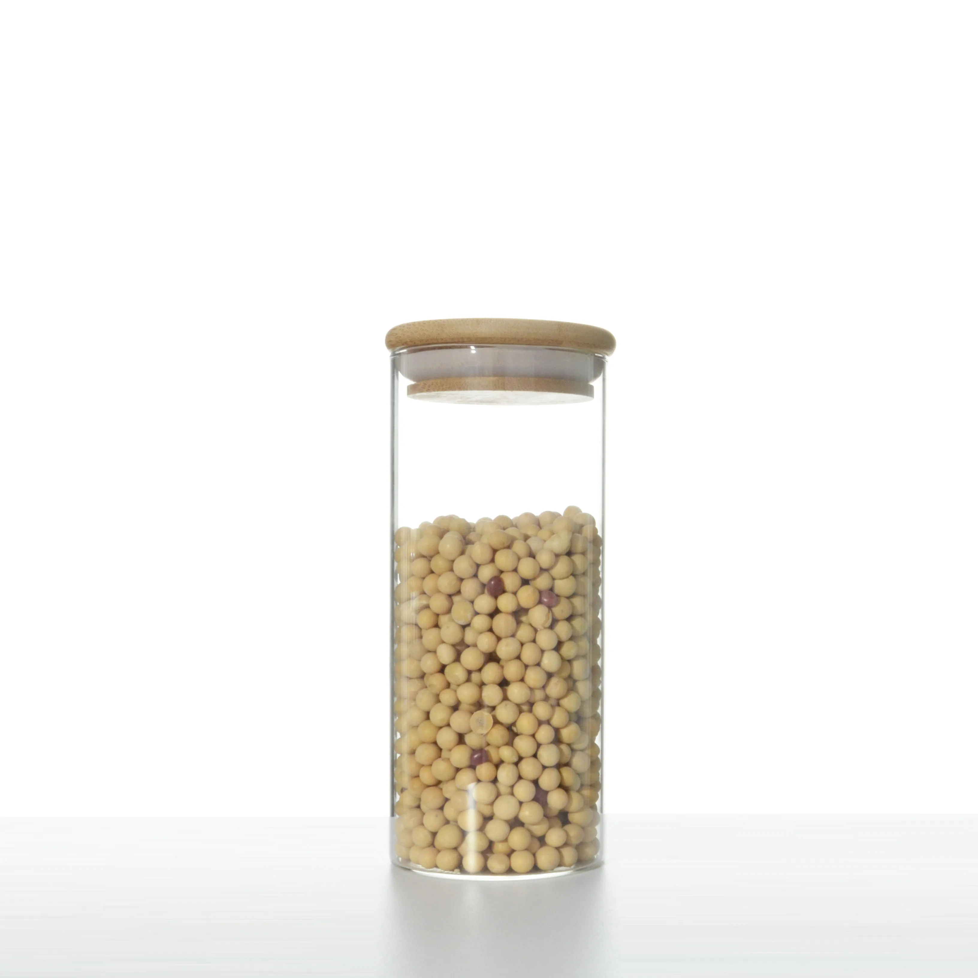 
BJ65-100 Cylindrical Glass Dry Wet Food Storage Jar with Cork Lid 