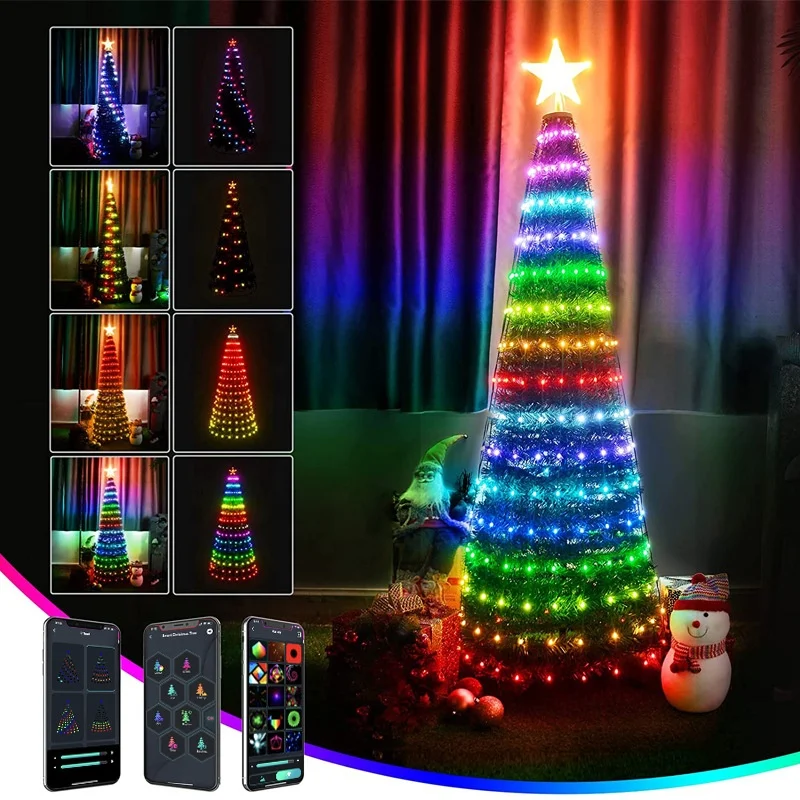 APP control wifi Smart Christmas tree lights smart USB powered LED fairy outdoor string lights For Christmas trees