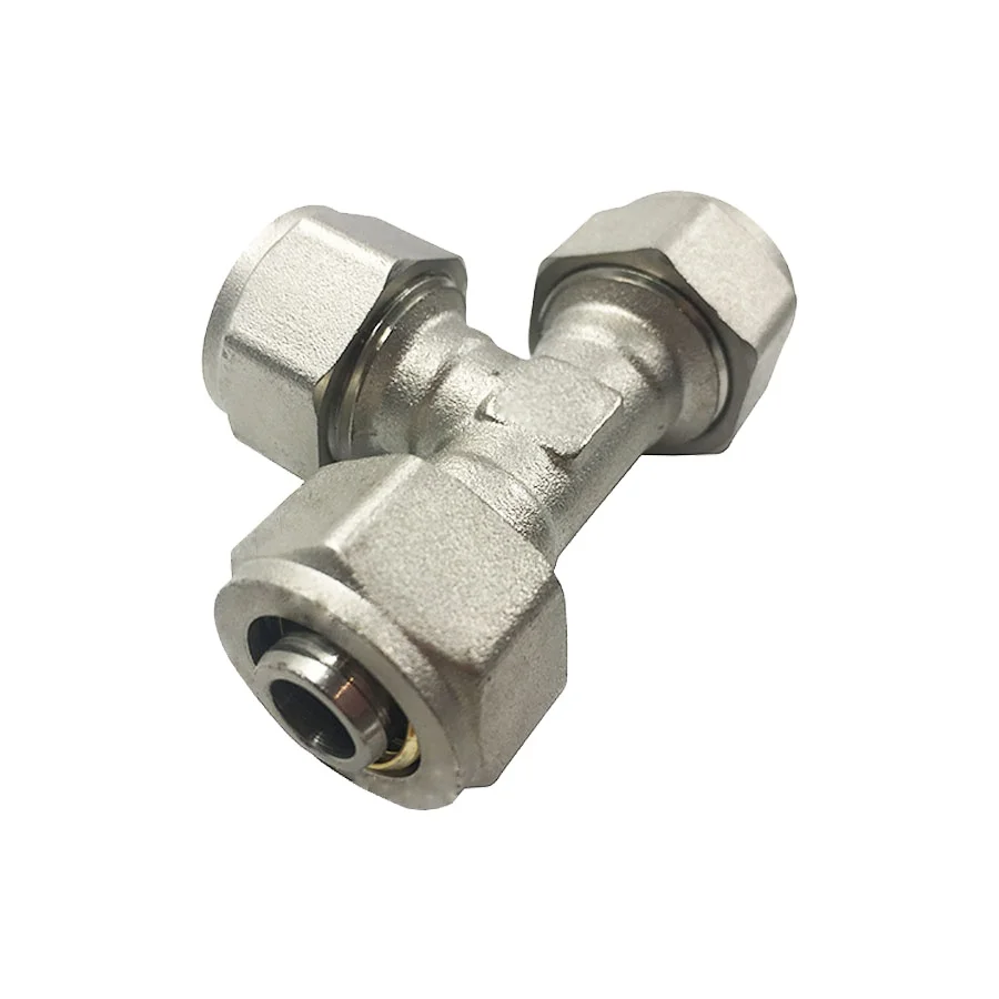Nickel plated brass equal tee fitting