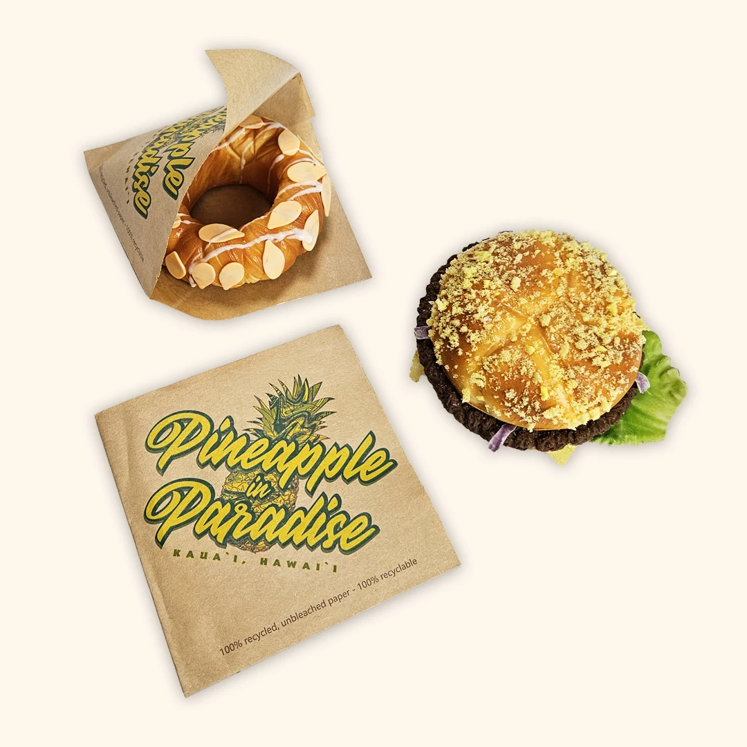 wholesale custom Printed Double Open Pocket Oilproof GreaseProof Bread Burger Sandwich Donuts Triangle Shaped Paper Bag