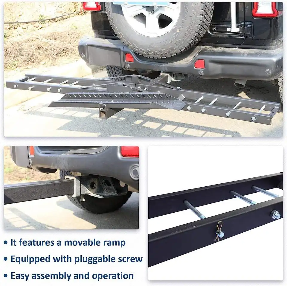Customizable 500 Lbs Heavy Duty Car Suv Back Rear Trailer Hitch Mount Motorbike Motorcycle Carrier Rack