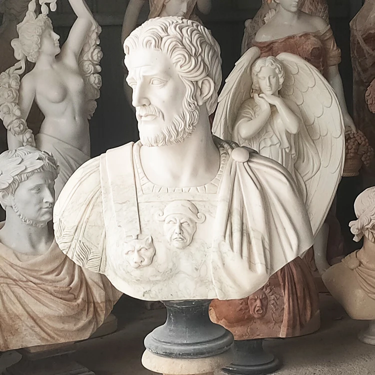 Interior Decoration Marble Sculptured Busts Of Famous People Aristotle For Sale