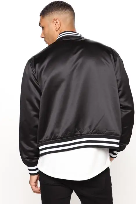 
Custom logo wholesale blank plain black bomber baseball jacket for men 