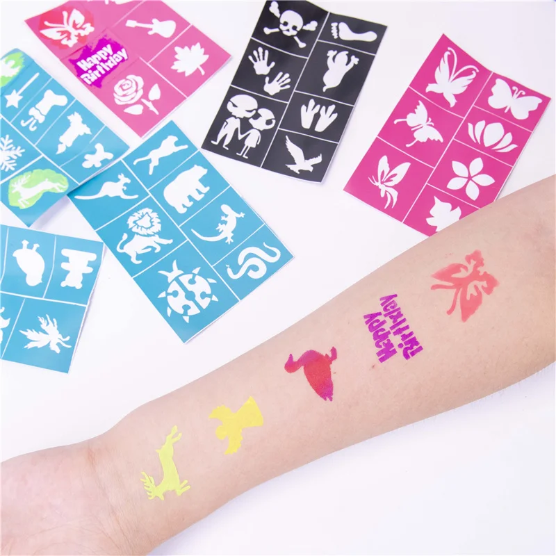 Hot Sale Tattoo Sticker Template PVC Art Airbrush Body Painting Stencil Henna Tattoo Stencils