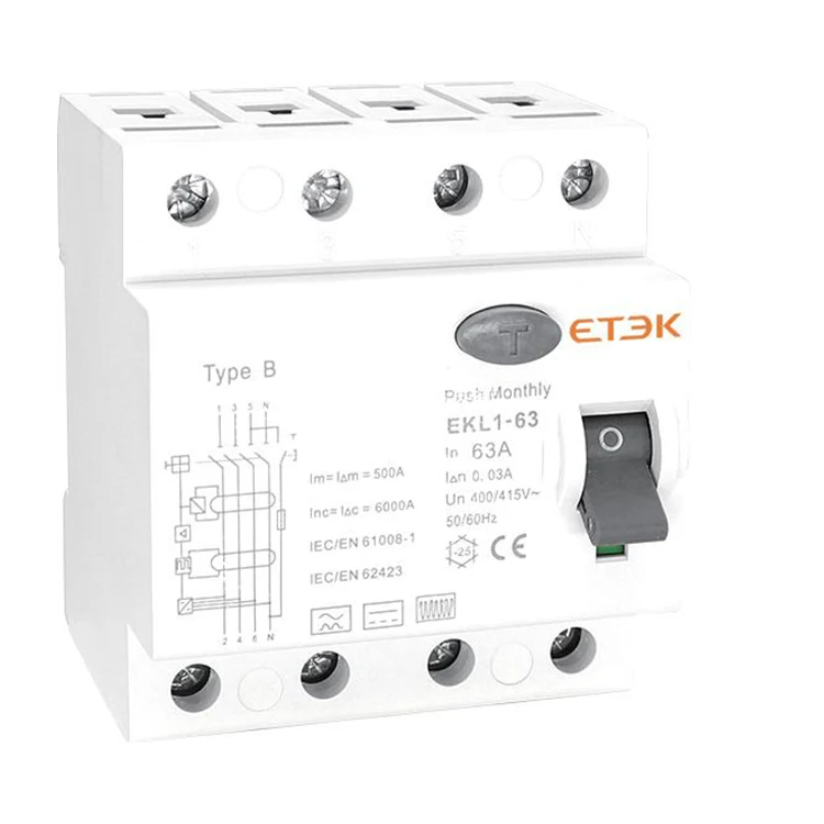 Тип B код 3P + N 25A 30mA миниатюрный EKL1-63B остаточный ток