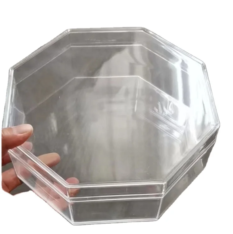Octagonal Food Container Hard Plastic Box 20cm Diameter Clear Box
