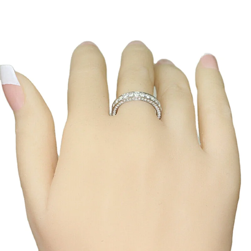 Gorgeous 925 Silver Plated Rings for Women White Glass Jewelry Sz 6-10 Simulated Rings for Wedding Wear Use