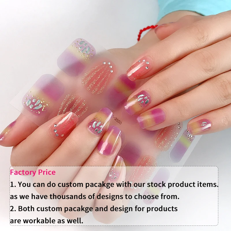 New Hot Top Quality Pink Nail Sticker Japan 3D Nail Wraps Factory From China
