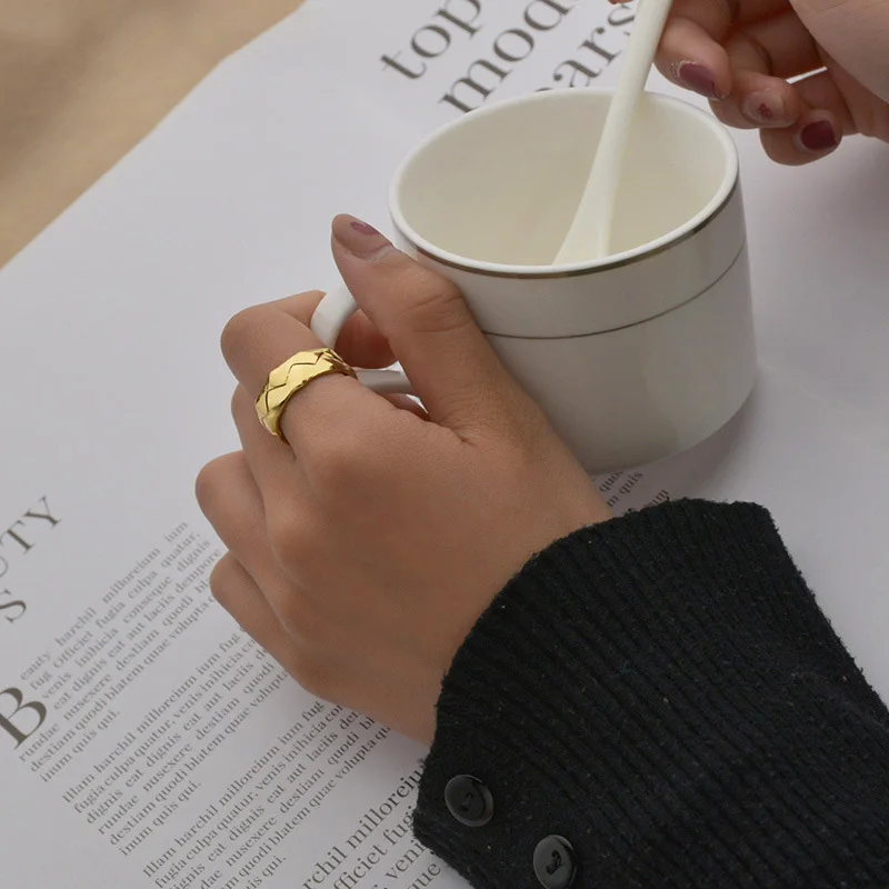2021 Stackable Finger Trendy Chain Jewelry Gold Filled Rings Plated Stainless Steel for Women 14k Gold Ring