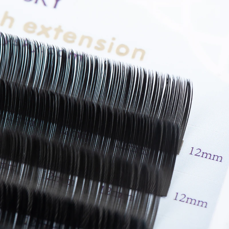 Jaunty Sky Ellipse Flat Eyelashes Volume Eyelash Extension Kits Korean PBT Fiber Synthetic Soft Private Label False 3D Hand Made