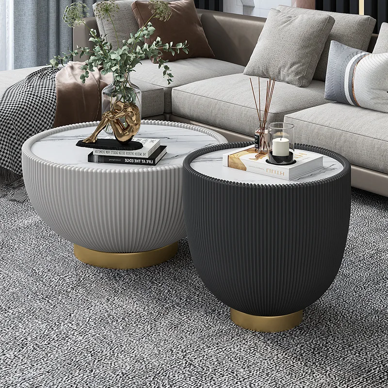 Modern luxury coffee table set  gold toughened marble hotel living room coffee table set