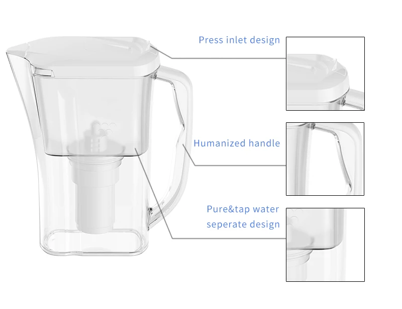 Reduce TDS resin + carbon fiber water filter pitcher home use water purifier professional alkaline water filter purifier