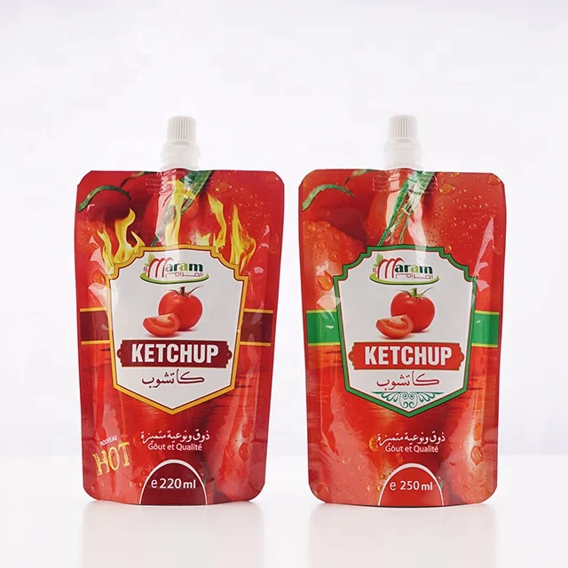 Hot Sales Food Grade Tomato Paste Sauce Packaging Doypack Bag Stand Up Spout Pouch