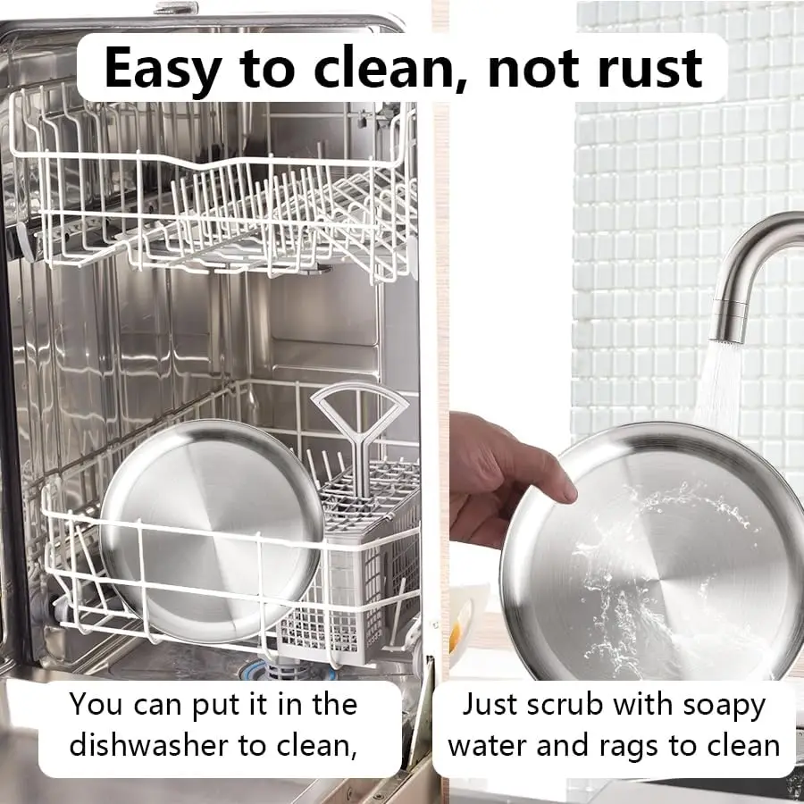 Dishwasher Safe 10 Inch Stainless Steel Pizza Pan Round Pizza Oven Baking Pan Dinner Plate dish