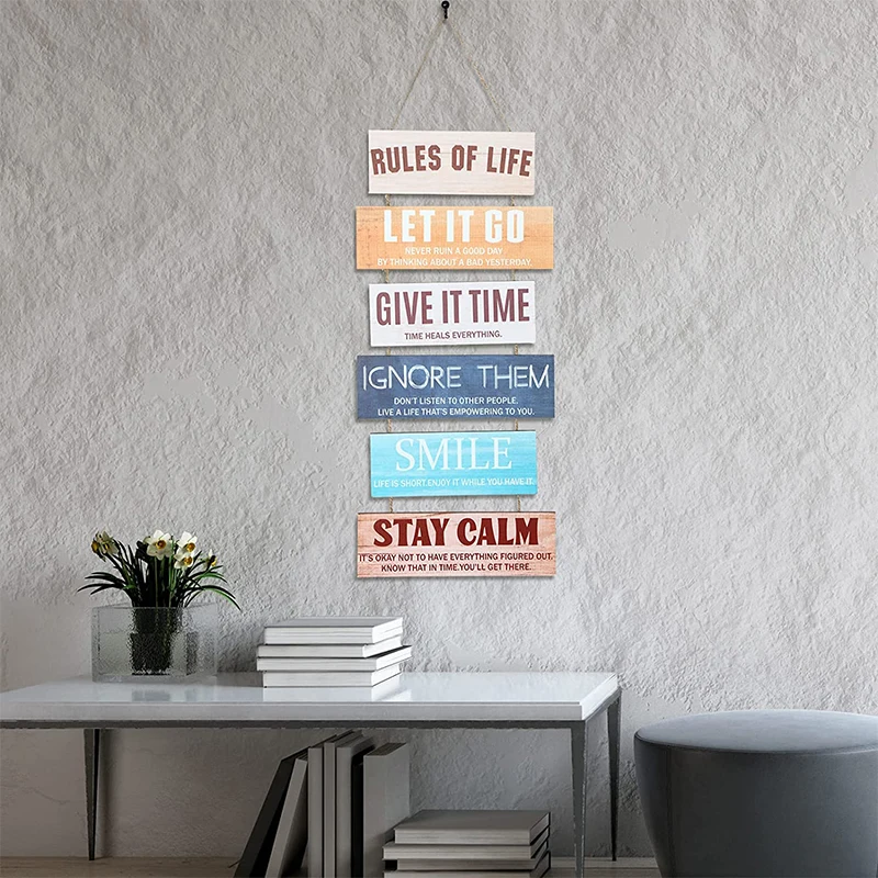 Rustic Wooden Sign Inspirational Wall Art Rules of Life Sayings Wall Decor Farmhouse Wooden Wall Signs Motivational Positive