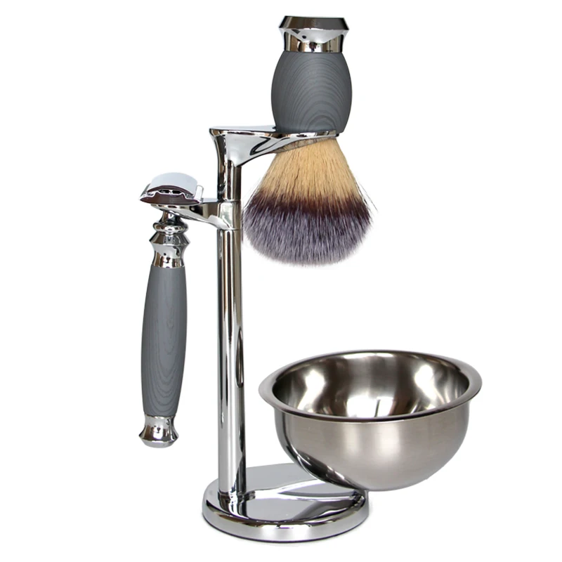 Высококачественная кисть для бритья и Бритвенные наборы из натурального нефрита с подставкой для бритья и кружкой
