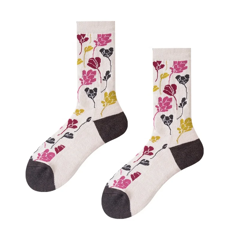 
Wholesale Winter Terry Cuff Towel Wool Fashion Jacquard Fashion Wool Thick Thermal Pure Color Crew Warm Men Terry Socks 