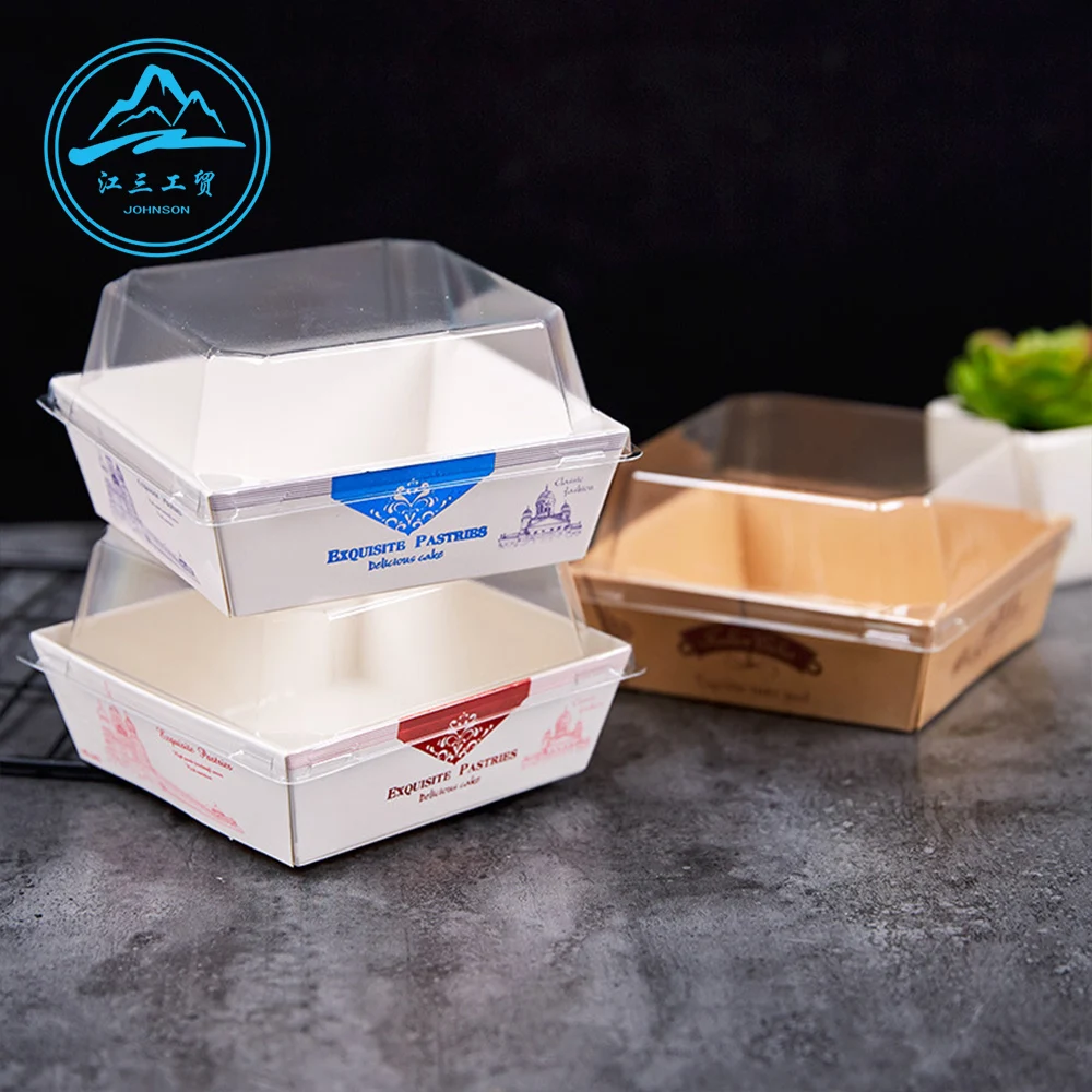 Factory Cake Bread Snack Bakery Food Packing Rdressgular Square Kraft Paper Box Sandwdressrap Box with Plastiprom Dresses China
