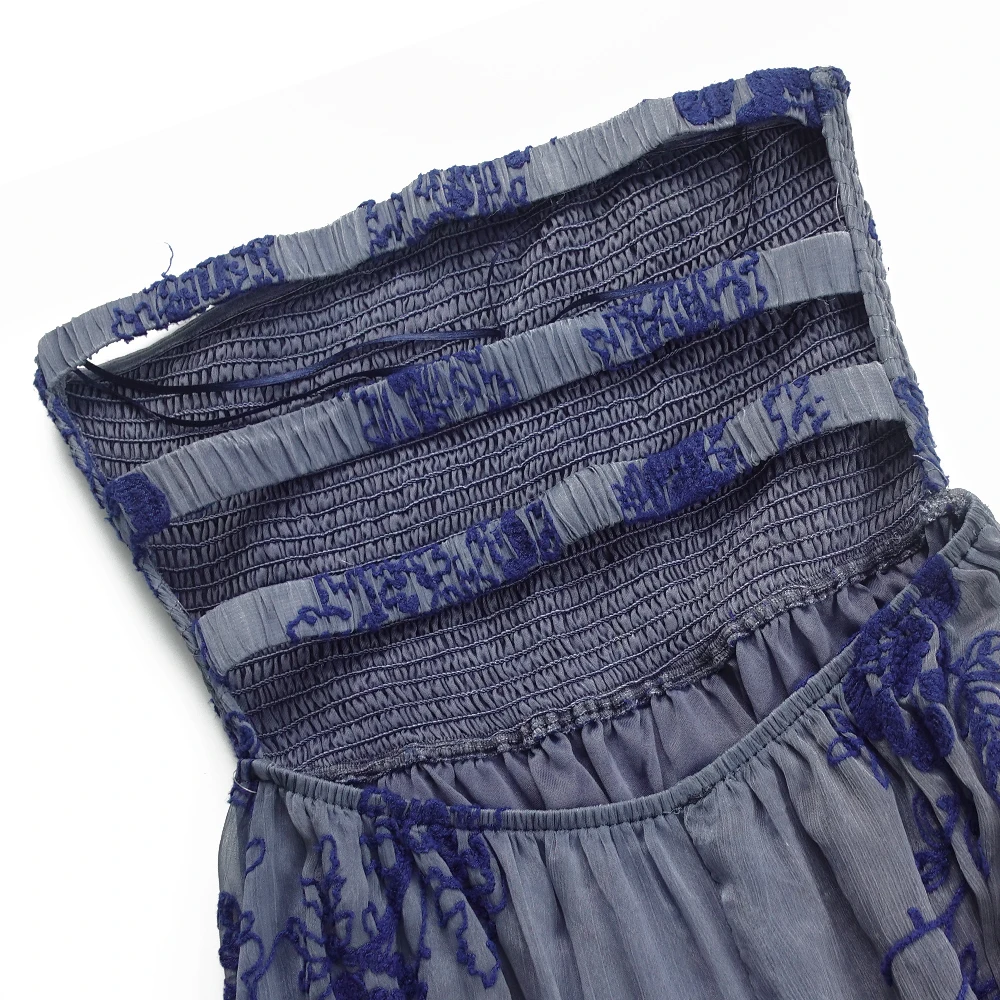 SMO navy elegant long party dresses and chiffon dress velvet print dress