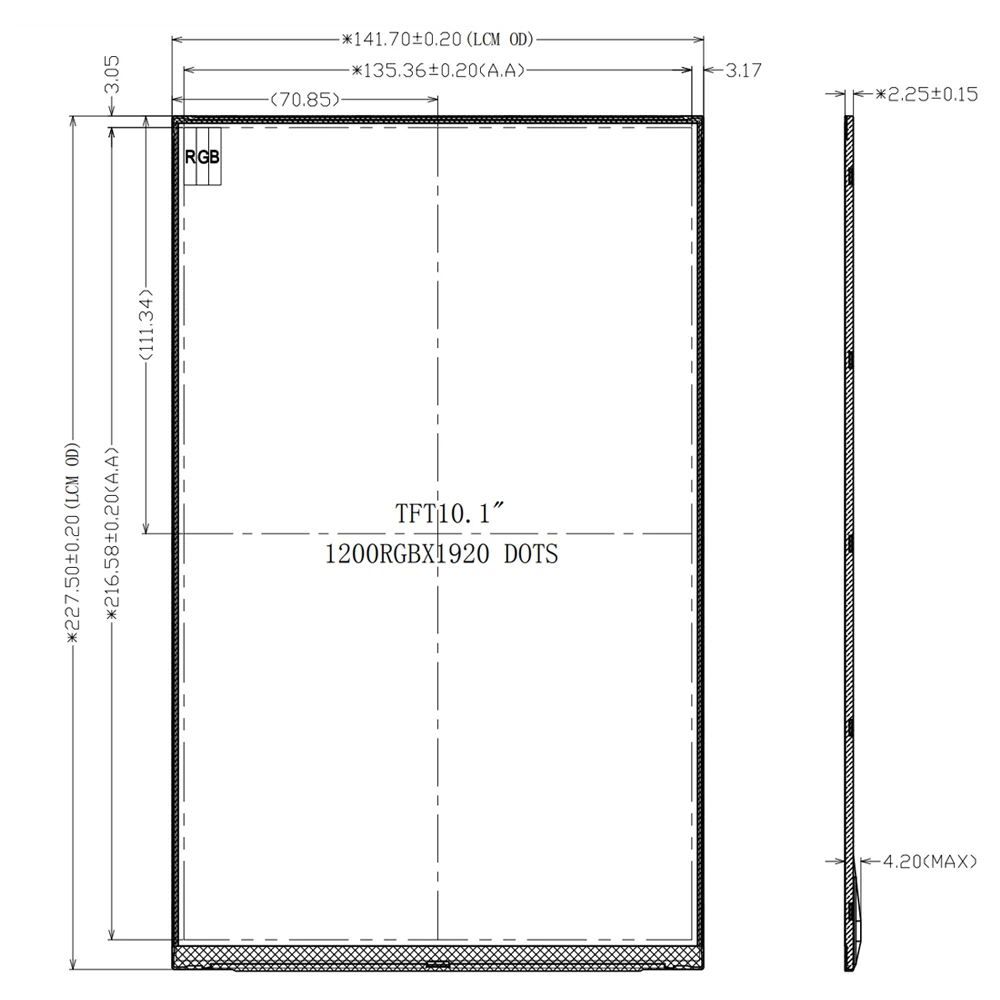 BOE High Quality 10.1 Inch MIPI 1200*1920 LCD Module Display Screen IPS Panel