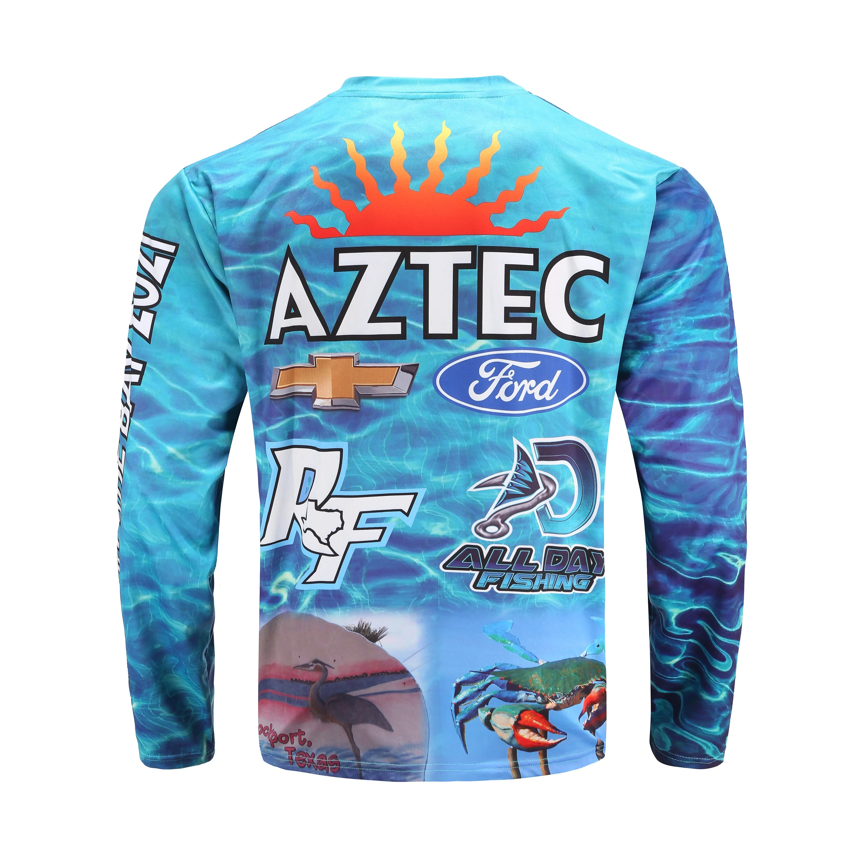 On time delivery new style soft stretch polyester spandex mens spf long sleeve sublimated print fishing jerseys shirt