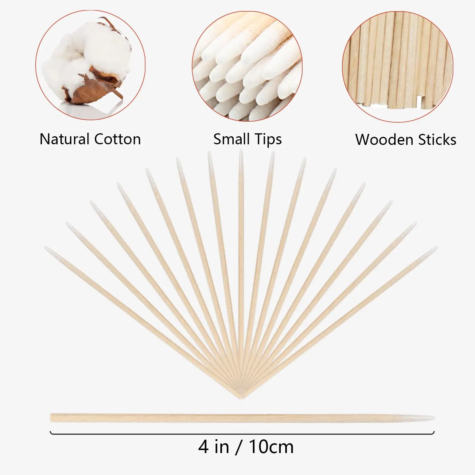 100pcs 7cm 10cm Pointed Cotton Swabs Wooden Handle Makeup Health Medical Ear Jewelry Clean Sticks Buds