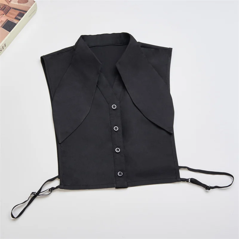 Unique Removable Shirt Collar Accessory With Button Closure For Womens Chic Wardrobe