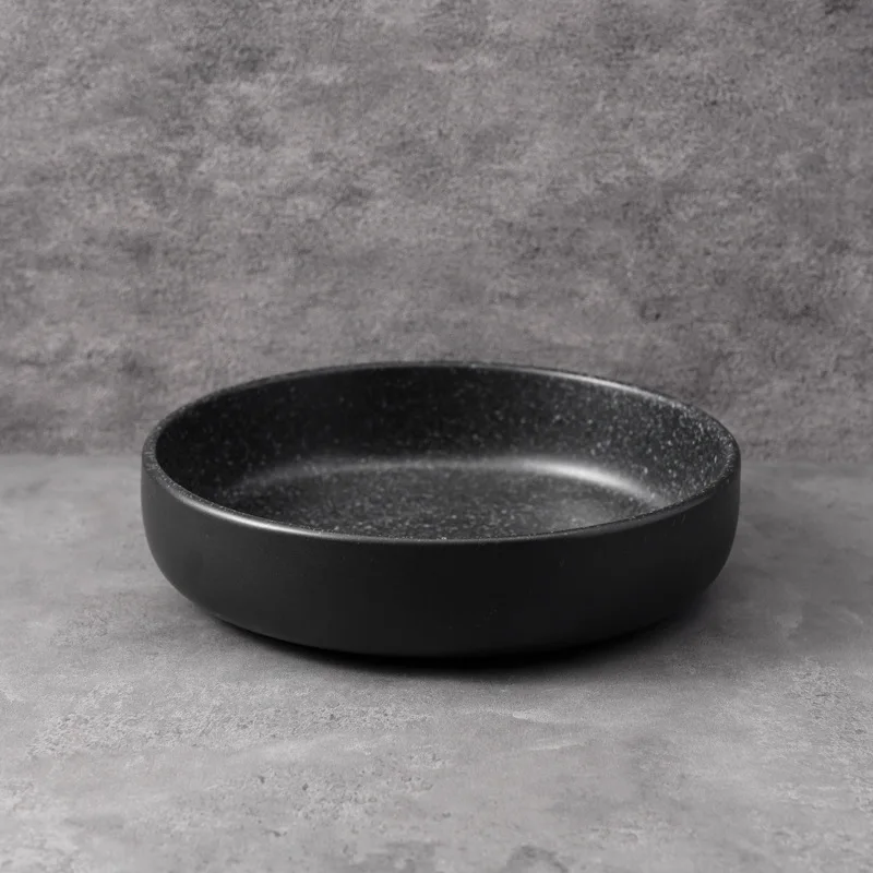 Black Stoneware Porcelain Tableware High-end Sense suit Household Light Luxury Bowl and Dish Plate Combination Rice S