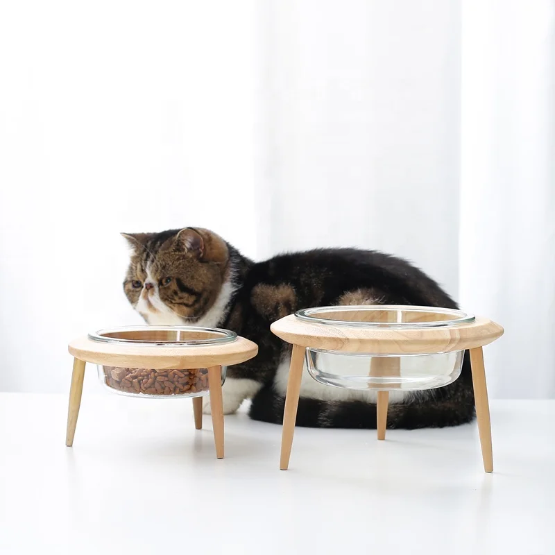 Manufacturer Adjustable Cat Bowl Dog Food Pet Feeders With Wood Stand