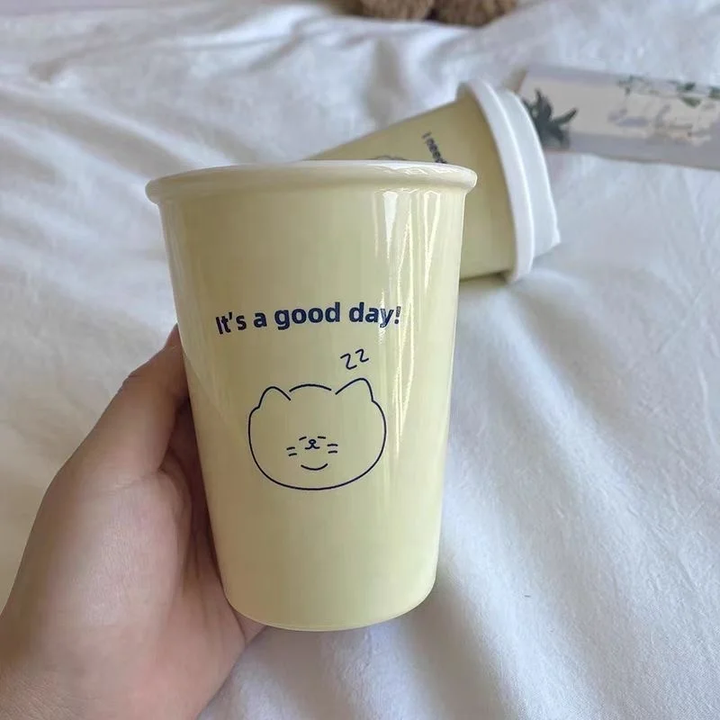 JINXIN OEM wholesale Chinese online markets  personalized customized logo cute cartoon series paper cup shape mugs tumbler