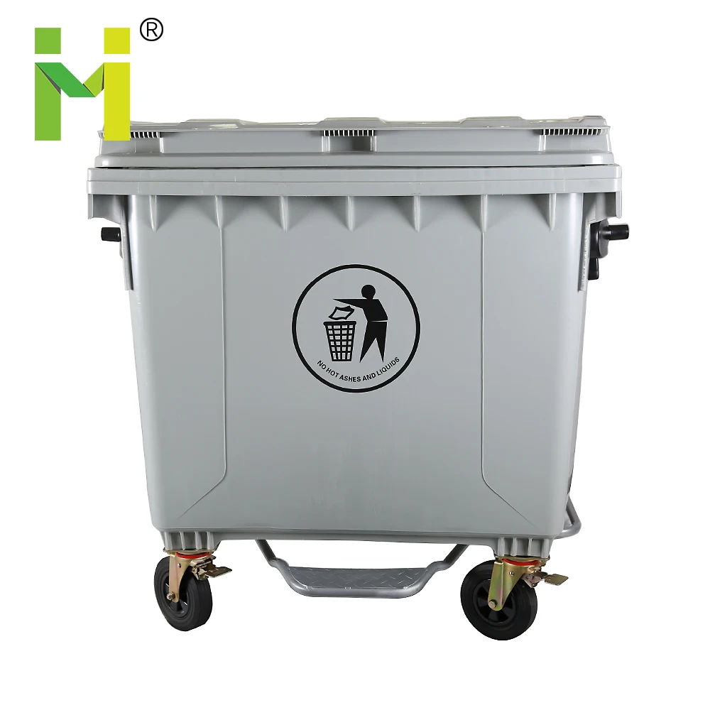  1100L 1200 660 мусорный ящик Крышка пластикового мусорного ведра рециркулирует на открытом воздухе отходов большой мусорные баки с