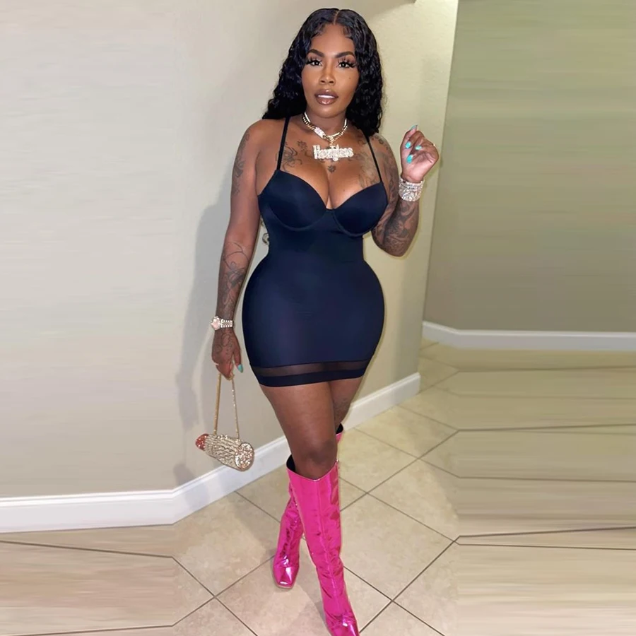 Новое поступление 2022, Элегантное повседневное платье K21D09896 в стиле пэчворк, облегающее мини-платье с глубоким V-образным вырезом для вечеринок и клубов, женское платье