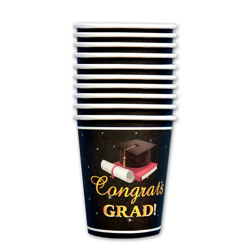 Graduation Season Party Set Graduation Tableware Paper Plate Paper Cup Pull Flag Graduation Aluminum Film Ball Party Tablecloth