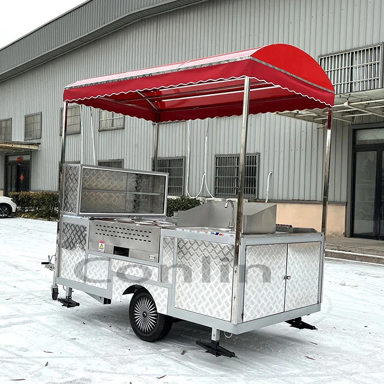 Mobile Shop Street Vendor Hot Dog Cart Hot Dog Stand Grocery Store Cart For Frying Empanadas For Sale