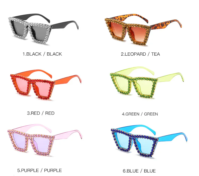2024 New Fashion Design Luxury Oversized Letter Rhinestone Square glasses Women Cheap Jewelry Polycarbonate Diamond Sunglasses