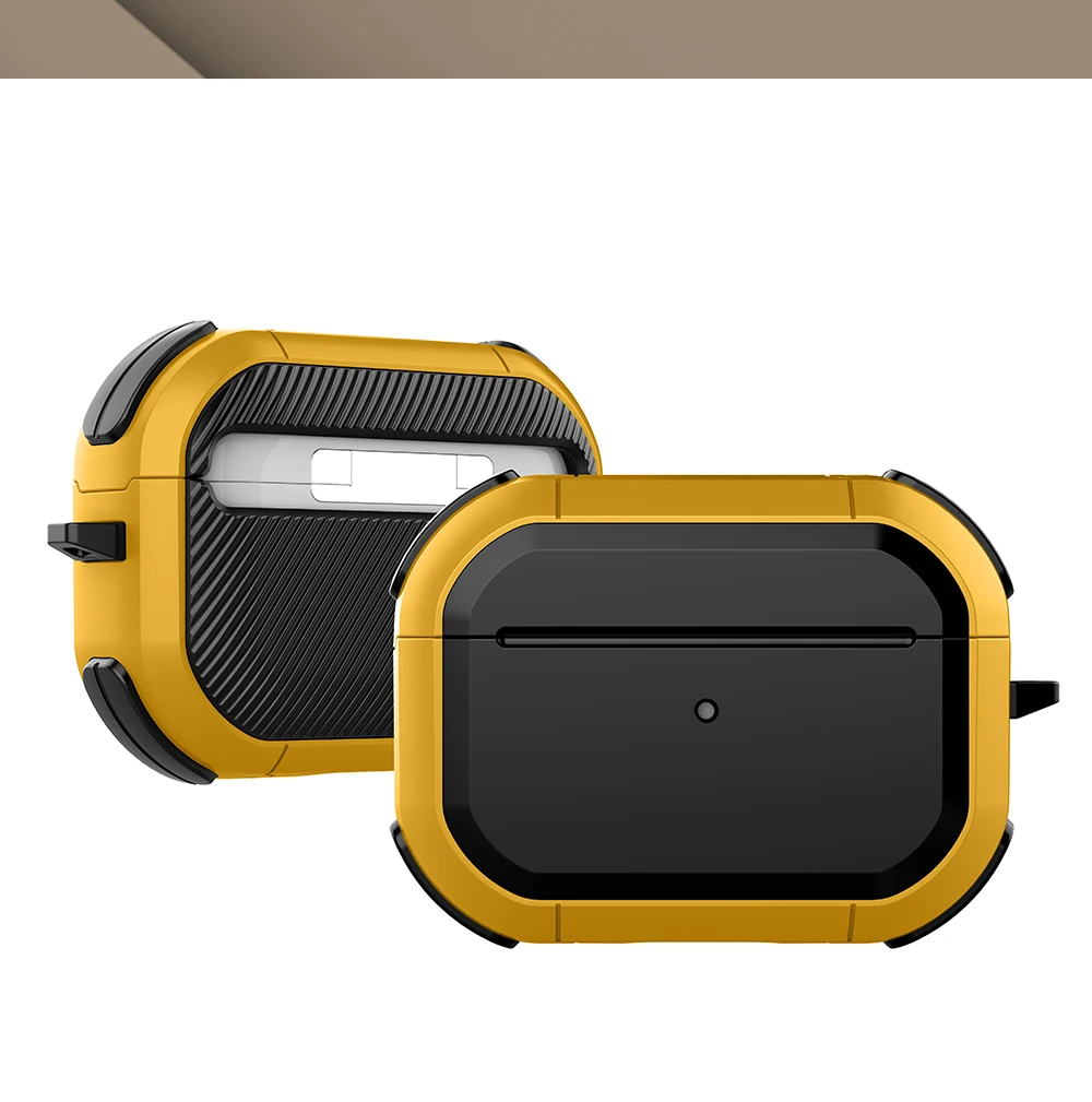 Full-Body Rugged Shock Absorbing Protective Carrying Case Skin with Carabiner for Airpod Pro Wireless Charging Case