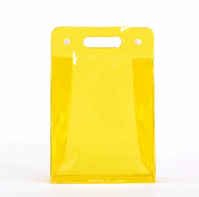 2024 New Trend Transparent PVC Clear Bag Cute Colorful Neon Pink Travel Wash Cosmetic Makeup Pouch with Button and Handle